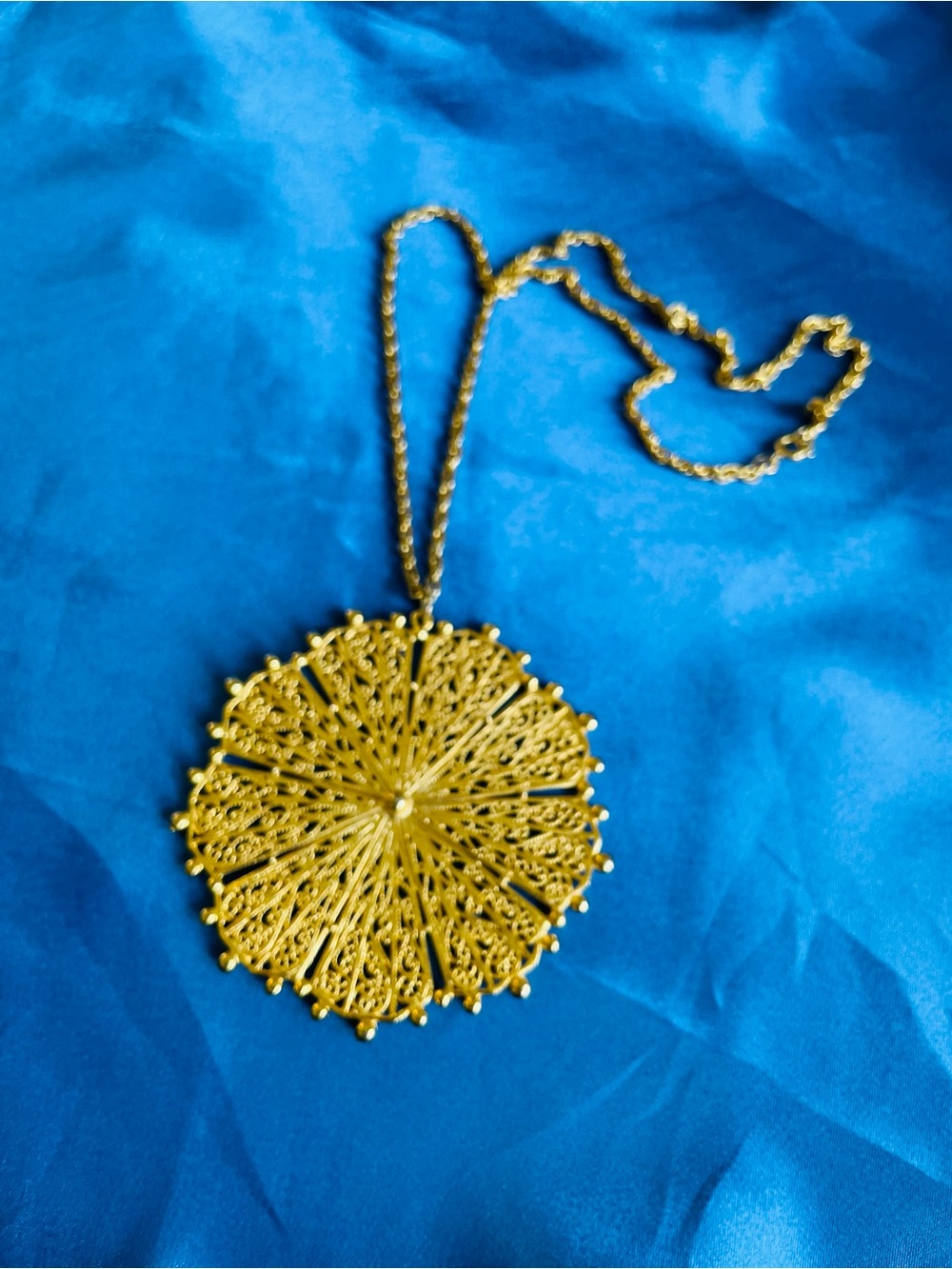 Gold Filigree Sunburst Pendant Necklace - Women's Jewelry
